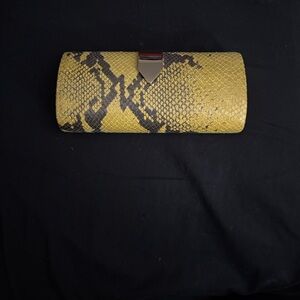 Elegant Yellow Snake Print Clutch